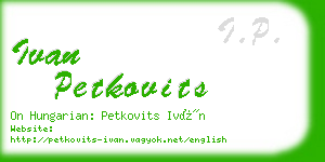 ivan petkovits business card